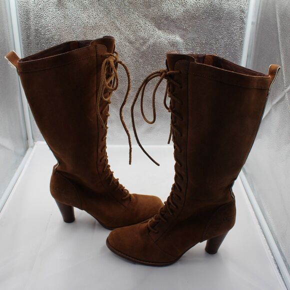 UGG Shoes - UGG Camille 5488 Women Size 8 Knee High Boots Leather Suede Lace Up Side Zip GUC